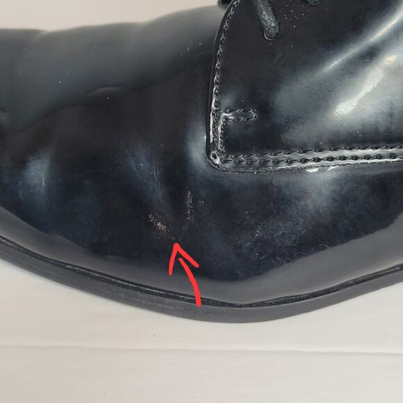 Calvin Klein Brodie Black Patent Mens Size 8.5 Oxfords Lace Leather Dress Shoes - Picture 8 of 16